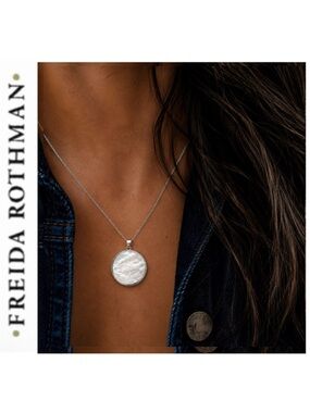 Freida Rothman Vault Mother Of Pearl Medallion Pendant Silver